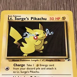 Pokemon TCG Lt. Surge's Pikachu Gym Heroes 81/132 Regular Unlimited Common LP - Image 2