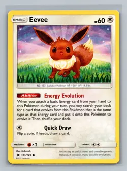 Eevee 101/149 Common SM Base Set Pokemon Near Mint - Image 1