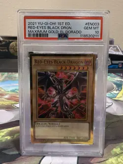2021 YU-GI-OH! Red-Eyes Black Dragon MGED-EN003 Maximum Gold: El Dorado PSA 10 - Image 3