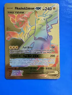 Pokemon Pikachu & Zekrom GX Tag Team HP 240 Card - secret rare - Image 1