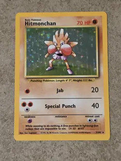 [ NM- ] Hitmonchan 7/102 Base Set 1999 Holo Rare 70 HP Wizards Pokemon Card - Image 1