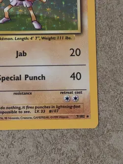 [ NM- ] Hitmonchan 7/102 Base Set 1999 Holo Rare 70 HP Wizards Pokemon Card - Image 5