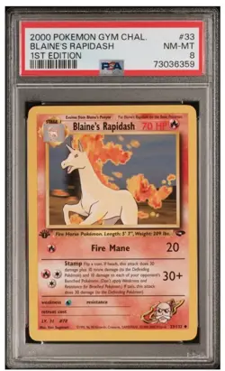 2000 Pokemon 1st Edition Blaine's Rapidash Gym Challenge Psa 8 - Image 1