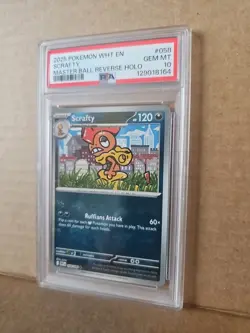 Pokemon White Flare Scrafty #058/086 Master Ball Reverse Holo PSA 10 Gem Mt - Image 3