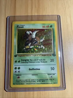 Pokemon TCG Pinsir 9/64 Jungle 1st Edition Holo Rare Basic - Damaged and Creased - Image 1