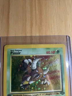 Pokemon TCG Pinsir 9/64 Jungle 1st Edition Holo Rare Basic - Damaged and Creased - Image 2