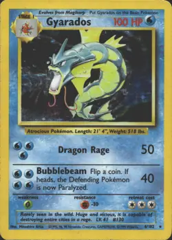 GYARADOS 6/102 HOLO HOLO RARE BASE SET UNLIMITED POKEMON HOLO MP - Image 2