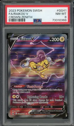 2023 PSA 8 Pokemon Crown Zenith Raikou V Galarian Gallery FA GG41/GG70 Card - Image 1