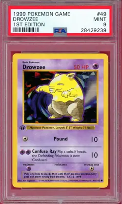 Pokemon Drowzee Base Set Shadowless 1st Edition #49 PSA 9 Mint - Image 1