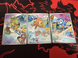 Pokemon 1st Partner Illustration Collections Turtwig #40 Chimchar #41 Piplup #42 - Image 1