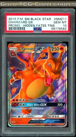 PSA 10 ⭐ Pokemon Charizard GX SM211 Hidden Fates Tins Black Star Promo 2019 - Image 1
