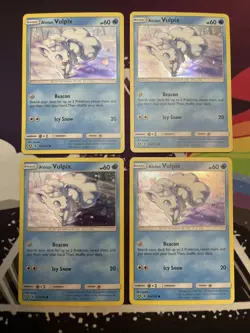 4x Alolan Vulpix - 21a/145 - Alt Art Promo Holo Rare Pokemon Card 2018 Play Set - Image 1