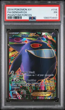 2014 POKEMON XY PHANTOM FORCES #114 FULL ART/GENGAR EX PSA 1 - Image 1