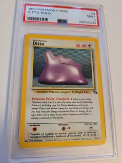 GRADED Ditto Holo Pokemon Fossil 3/62 Unlimited PSA 9 - Image 1