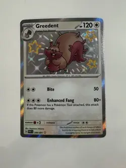 Pokemon Card - Greedent Paldean Fates 206/091 Shiny - NM - Image 1