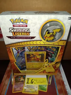 Pokemon 2017 Shining Legends Pikachu Pin Collection Box Sealed Slightly Wore - Image 1