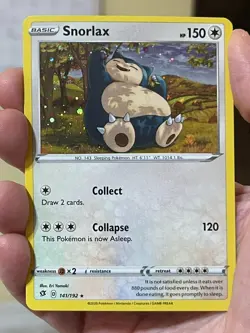POKEMON SNORLAX 141/192 RARE COSMOS HOLOFOIL REBEL CLASH MP CARD - Image 1