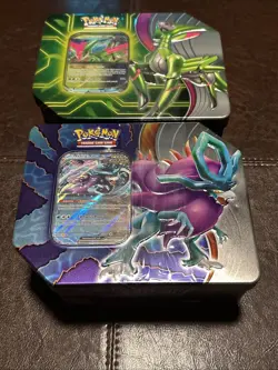 Pokemon TCG Paradox Clash EX Walking Wake Iron Leaves Sealed Set of 2 Tins - Image 1