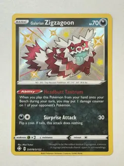 Pokemon TCG - Galarian Zigzagoon - Shining Fates SV078/SV122 Shiny Vault Holo - Image 1