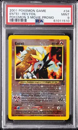 2001 POKEMON GAME MOVIE POKEMON 3 MOVIE PROMO #34 ENTEI-REVERSE FOIL PSA 9 - Image 1