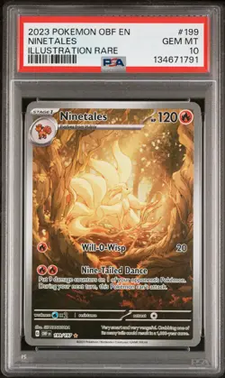 2023 POKEMON OBF EN-OBSIDIAN FLAMES ILLUSTRATION RARE #199 NINETALES PSA 10 - Image 1