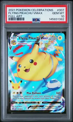 2021 Pokemon Celebrations Flying Pikachu VMAX Full Art PSA 10 #007 - Image 1