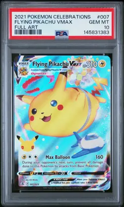 2021 Pokemon Celebrations Flying Pikachu VMAX Full Art PSA 10 #007 - Image 1