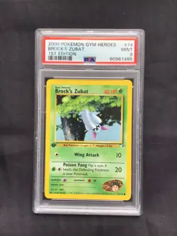 Pokemon Cards: Gym Heroes 1st Edition Common: Brock's Zubat 74/132 PSA 9 - Image 1