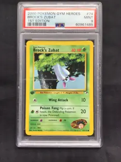 Pokemon Cards: Gym Heroes 1st Edition Common: Brock's Zubat 74/132 PSA 9 - Image 2