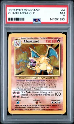 PSA 7 Charizard Holo 4/102 Pokemon Game - Image 1