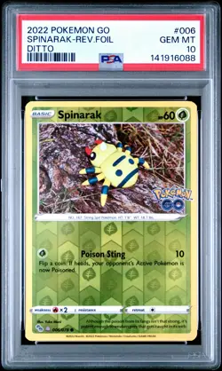 2022 POKEMON GO DITTO #006 SPINARAK-REVERSE FOIL PSA 10 - Image 1