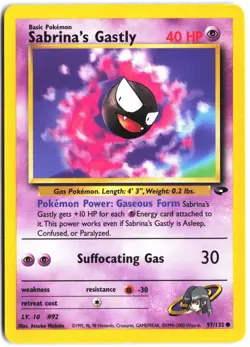 Sabrina's Gastly 97/132 Common Gym Challenge Pokemon - Image 1