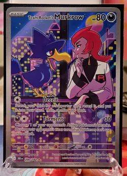 Pokemon Team Rocket's Murkrow Full Art Holo Sv10 Illustration Rare 200/182 - Image 3