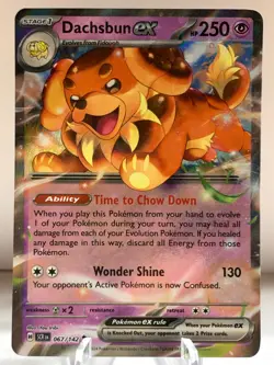 Pokemon Dachsbun ex 067/142 Stellar Crown Scarlet & Violet Double Rare - Image 2