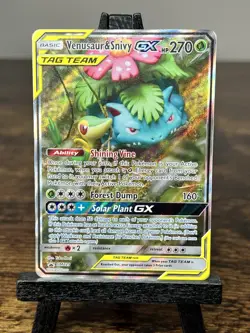 Pokemon TCG Venusaur & Snivy GX TAG TEAM SM229 Black Star Promo Full Art NM - Image 1