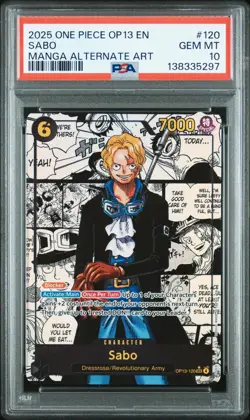 Sabo OP13-120 PSA 10 English Manga Alternate Art Carrying On His Will One Piece - Image 1