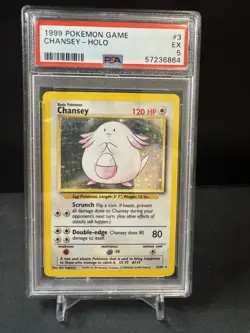 Pokemon TCG Chansey Base Set Holo Unlimited Rare Card 3/102 PSA 5 - Image 1