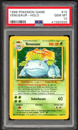 Pokemon Cards - PSA 10 Venusaur 15/102 - Base Set Holo - GEM MT - PSA10 - Image 1