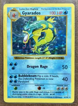 Pokemon Gyarados Holo Shadowless 41/102 Base Set Trading Card - Image 1
