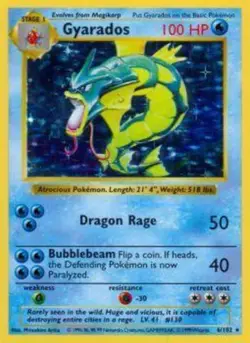 1x Gyarados - 6/102 - Holo Rare - Shadowless Edition Moderately Played Pokemon G - Image 1