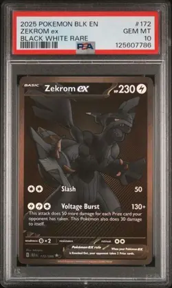 2025 Pokemon Zekrom ex Black Bolt Black White Rare #172 PSA 10 - Image 1