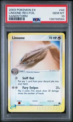 2003 POKEMON EX SANDSTORM #44 LINOONE-REVERSE FOIL PSA 10 - Image 1