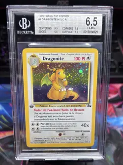 Pokemon TCG 1999 Fossil Dragonite Holo 4/62 1st Edition Spanish BGS 6.5 - Image 1
