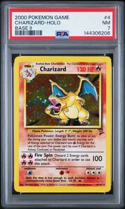 2000 POKEMON BASE SET 2 #4 CHARIZARD-HOLO PSA 7 - Image 1