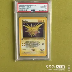 Pokemon 1999 Fossil Zapdos Holo 1st Edition PSA 10 #15 English - Image 1