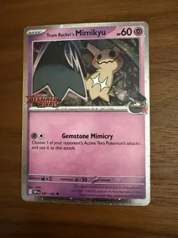 Pokemon - Team Rocket’s Mimikyu 87/182 Destined Rivals Stamp Prerelease Promo NM - Image 1