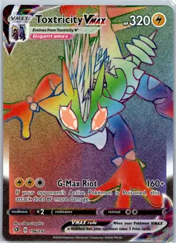 Pokemon 2020 Toxtricity VMAX Secret Rare Holo Rebel Clash SWSH02 196/192 NM - Image 1