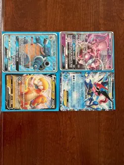 Jumbo Pokemon Cards Lot Of 4: Ash-Greninja EX;Dragonite V;Blastoise GX;Mewtwo GX - Image 1