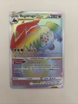 Pokemon Regidrago VSTAR 201/195 Silver Tempest Rainbow Secret Rare Holo NM - Image 1
