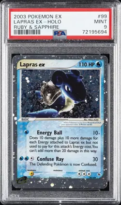 2003 POKEMON EX RUBY & SAPPHIRE #99 LAPRAS EX-HOLO PSA 9 - Image 1